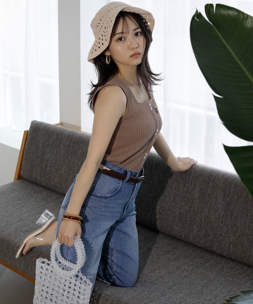 DuKKah(デュカ)の「dukkah/【148cm基準・低身長向け】デニムスリットストレートパンツ(デニムパンツ・レディース・インディゴブルー・X-SMALL)」の18枚目の写真