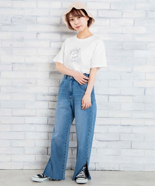 DuKKah(デュカ)の「dukkah/【148cm基準・低身長向け】デニムスリットストレートパンツ(デニムパンツ・レディース・インディゴブルー・X-SMALL)」の21枚目の写真