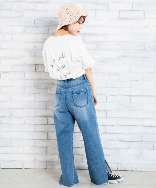 DuKKah(デュカ)の「dukkah/【148cm基準・低身長向け】デニムスリットストレートパンツ(デニムパンツ・レディース・インディゴブルー・X-SMALL)」の5枚目の写真