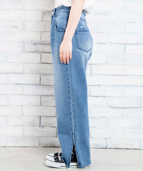 DuKKah(デュカ)の「dukkah/【148cm基準・低身長向け】デニムスリットストレートパンツ(デニムパンツ・レディース・インディゴブルー・X-SMALL)」の17枚目の写真