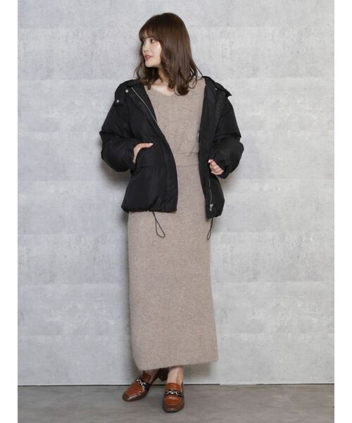 dazzlin（ダズリン）の「ウォーミーカラーダウンライクブルゾン（ブルゾン・レディース・アイボリー/ブラック/ピンク/モカ・FREE）」の5枚目の写真