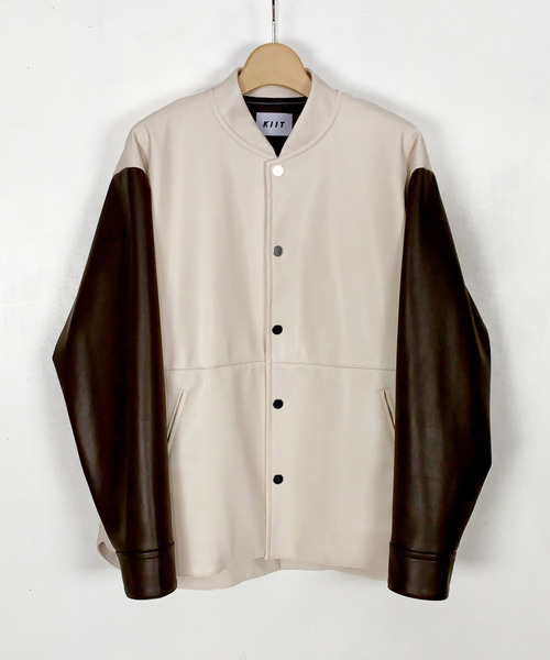 KIIT(キート)の「KIIT キート / SYNTHETIC LEATHER STADIUM JKT シンセティックレザースタジアムジャケット / KIK-Y58-800(スタジャン・メンズ・アイボリー/ブラウン/ブラック・1/2)」の2枚目の写真