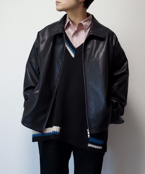 unlow（アンロー）の「【WEARISTA 心】マルチカラーチルデンニットベスト（ベスト・メンズ・ブラック/ブルー/ライトベージュ・S/M）」の2枚目の写真