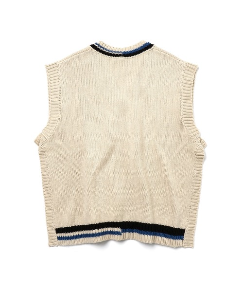 unlow（アンロー）の「【WEARISTA 心】マルチカラーチルデンニットベスト（ベスト・メンズ・ブラック/ブルー/ライトベージュ・S/M）」の4枚目の写真