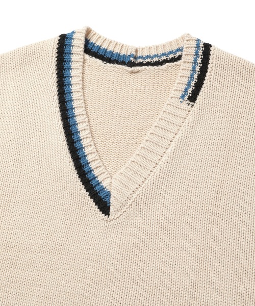 unlow（アンロー）の「【WEARISTA 心】マルチカラーチルデンニットベスト（ベスト・メンズ・ブラック/ブルー/ライトベージュ・S/M）」の5枚目の写真