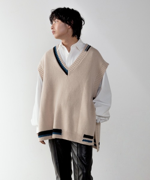 unlow（アンロー）の「【WEARISTA 心】マルチカラーチルデンニットベスト（ベスト・メンズ・ブラック/ブルー/ライトベージュ・S/M）」の13枚目の写真
