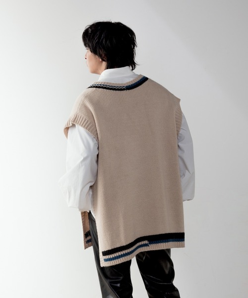 unlow（アンロー）の「【WEARISTA 心】マルチカラーチルデンニットベスト（ベスト・メンズ・ブラック/ブルー/ライトベージュ・S/M）」の15枚目の写真