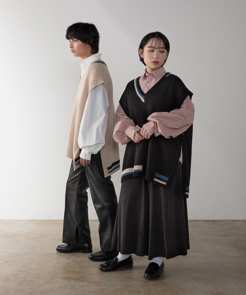 unlow（アンロー）の「【WEARISTA 心】マルチカラーチルデンニットベスト（ベスト・メンズ・ブラック/ブルー/ライトベージュ・S/M）」の18枚目の写真