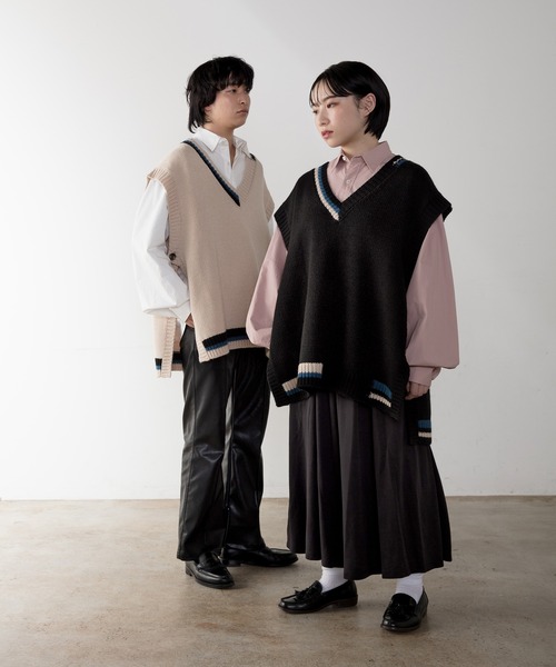 unlow（アンロー）の「【WEARISTA 心】マルチカラーチルデンニットベスト（ベスト・メンズ・ブラック/ブルー/ライトベージュ・S/M）」の19枚目の写真