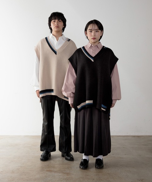 unlow（アンロー）の「【WEARISTA 心】マルチカラーチルデンニットベスト（ベスト・メンズ・ブラック/ブルー/ライトベージュ・S/M）」の20枚目の写真