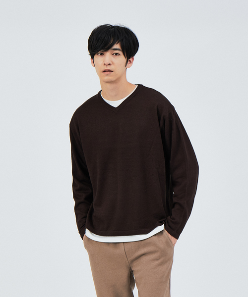 ABAHOUSE（アバハウス）の「アンサンブル レイヤード ニット（ニット/セーター・メンズ・ブラック/ベージュ/ブラウン/レッド・46/48）」の3枚目の写真