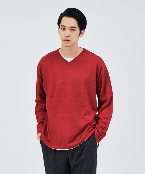 ABAHOUSE（アバハウス）の「アンサンブル レイヤード ニット（ニット/セーター・メンズ・ブラック/ベージュ/ブラウン/レッド・46/48）」の4枚目の写真