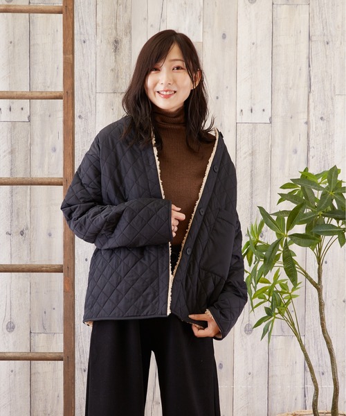 TONE SELECT WEAR（トーンセレクトウェア）の「【TONE SELECT WEAR】ボアキルトJK(MI)（ブルゾン・レディース・ブラック/ブラウン・FREE）」の10枚目の写真