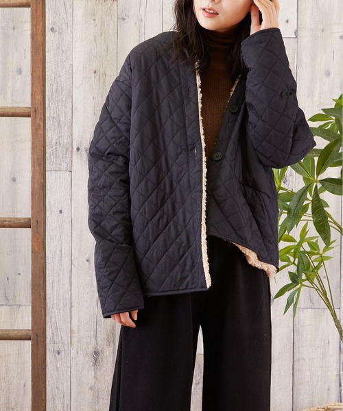 TONE SELECT WEAR（トーンセレクトウェア）の「【TONE SELECT WEAR】ボアキルトJK(MI)（ブルゾン・レディース・ブラック/ブラウン・FREE）」の9枚目の写真