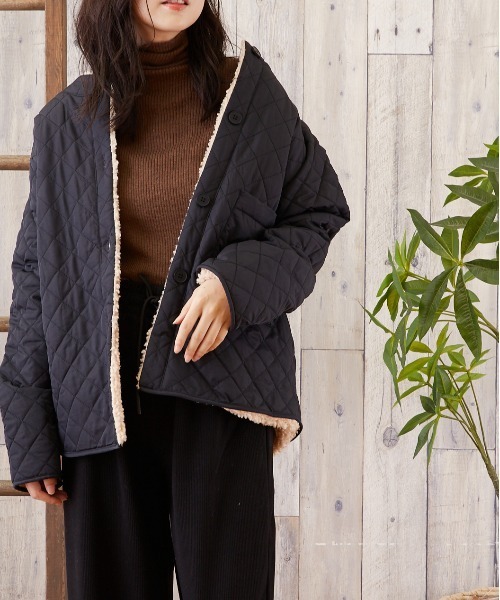 TONE SELECT WEAR（トーンセレクトウェア）の「【TONE SELECT WEAR】ボアキルトJK(MI)（ブルゾン・レディース・ブラック/ブラウン・FREE）」の11枚目の写真