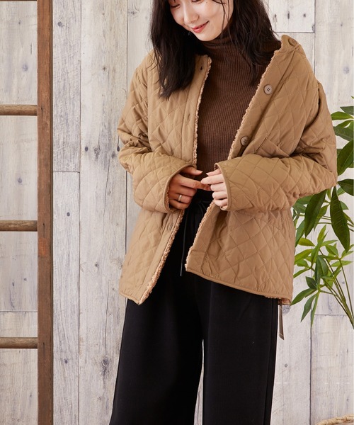 TONE SELECT WEAR（トーンセレクトウェア）の「【TONE SELECT WEAR】ボアキルトJK(MI)（ブルゾン・レディース・ブラック/ブラウン・FREE）」の8枚目の写真