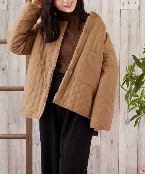 TONE SELECT WEAR（トーンセレクトウェア）の「【TONE SELECT WEAR】ボアキルトJK(MI)（ブルゾン・レディース・ブラック/ブラウン・FREE）」の3枚目の写真