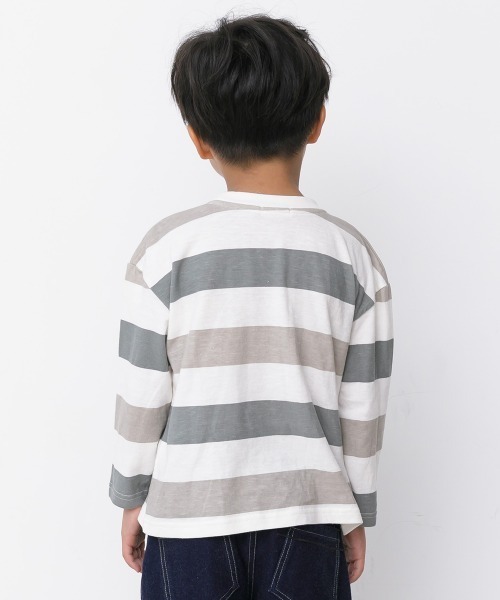 MAKE YOUR DAY(メイクユアデイ)の「ボーダープリント長袖Tシャツ■80~140cm(Tシャツ/カットソー・キッズ・ブラウン/グレー/ブルー・90/100/110/120/130/140/80)」の13枚目の写真
