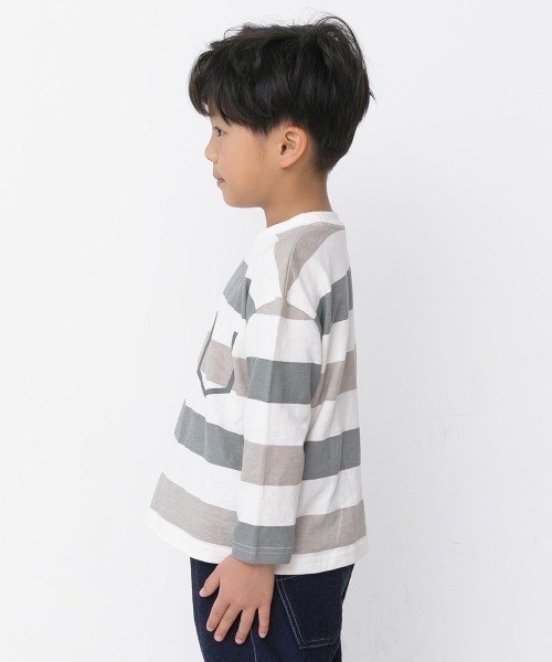 MAKE YOUR DAY(メイクユアデイ)の「ボーダープリント長袖Tシャツ■80~140cm(Tシャツ/カットソー・キッズ・ブラウン/グレー/ブルー・90/100/110/120/130/140/80)」の12枚目の写真