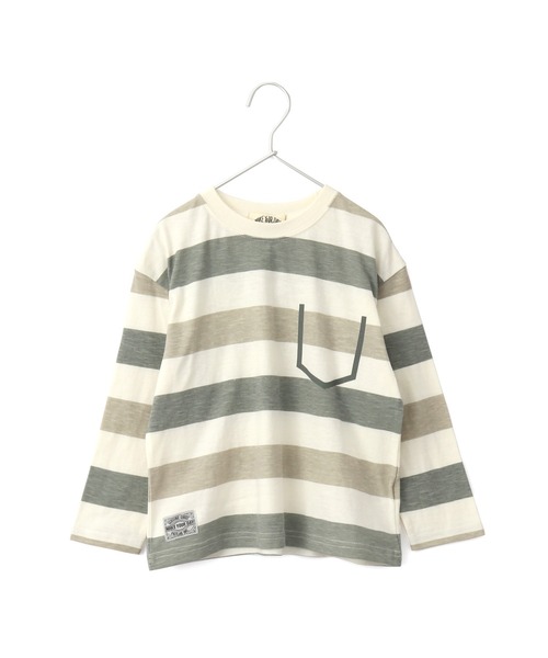 MAKE YOUR DAY(メイクユアデイ)の「ボーダープリント長袖Tシャツ■80~140cm(Tシャツ/カットソー・キッズ・ブラウン/グレー/ブルー・90/100/110/120/130/140/80)」の4枚目の写真
