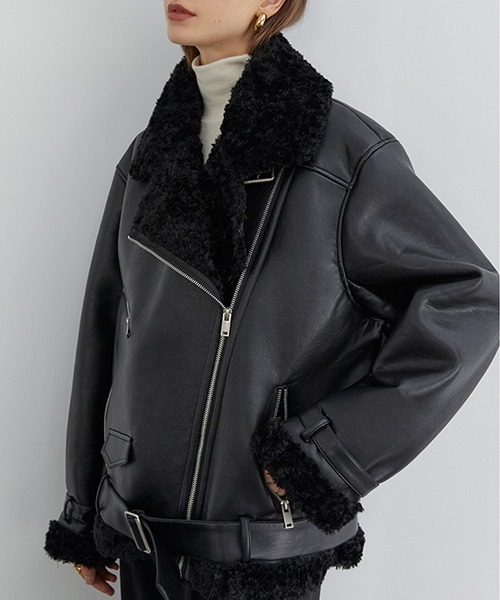 【Fano Studios】Eco Leather Riders Boa Jacket FD20W186
