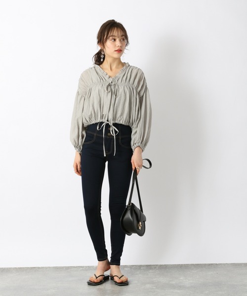 Heather（ヘザー）の「シャーリングギャザーシャツ_937802（シャツ/ブラウス・レディース・ベージュ/グリーン/アイボリー・FREE）」の19枚目の写真