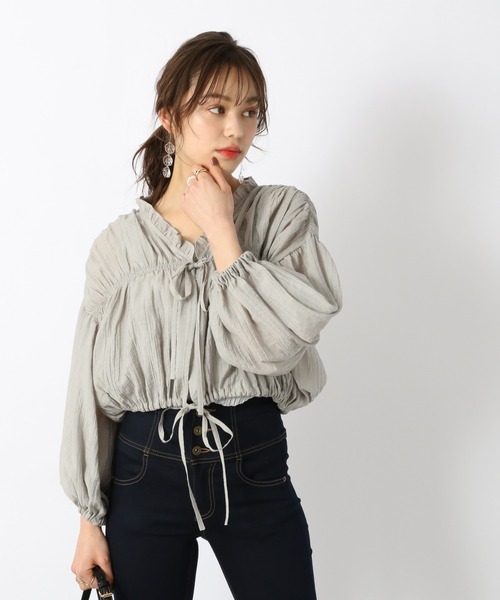 Heather（ヘザー）の「シャーリングギャザーシャツ_937802（シャツ/ブラウス・レディース・ベージュ/グリーン/アイボリー・FREE）」の11枚目の写真