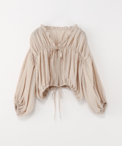 Heather（ヘザー）の「シャーリングギャザーシャツ_937802（シャツ/ブラウス・レディース・ベージュ/グリーン/アイボリー・FREE）」の7枚目の写真