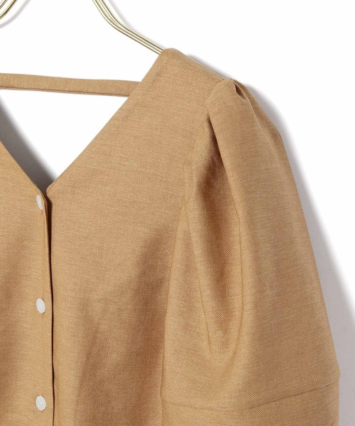 MADEMOISELLE ROPE'（マドモアゼル ロペ）の「リネンライクパフスリーブワンピース（ワンピース・レディース・モスグリーン/キャメル・38）」の11枚目の写真