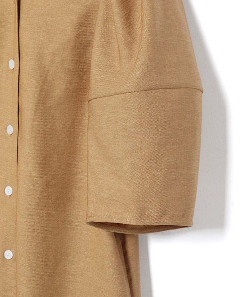 MADEMOISELLE ROPE'（マドモアゼル ロペ）の「リネンライクパフスリーブワンピース（ワンピース・レディース・モスグリーン/キャメル・38）」の6枚目の写真
