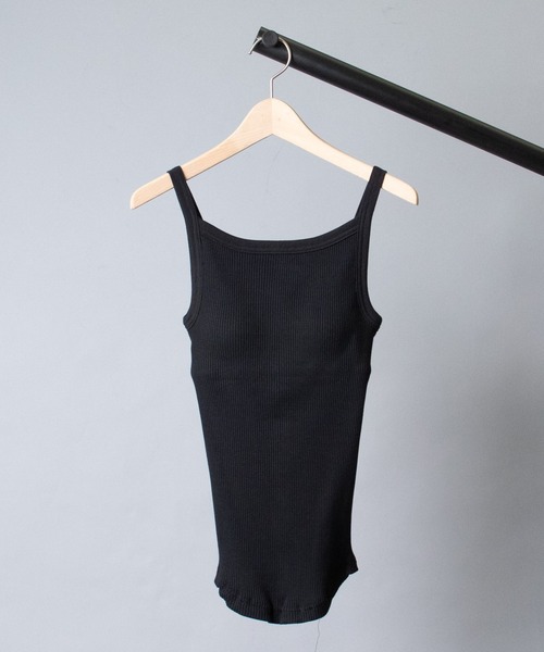 Lepidos（レピドス）の「【 Lepidos / レピドス 】 SQUARE NECK KNIT CAMI スクエアネック カップイン ニット キャミソール（キャミソール・レディース・ホワイト/ブラック/モカ・FREE）」の2枚目の写真