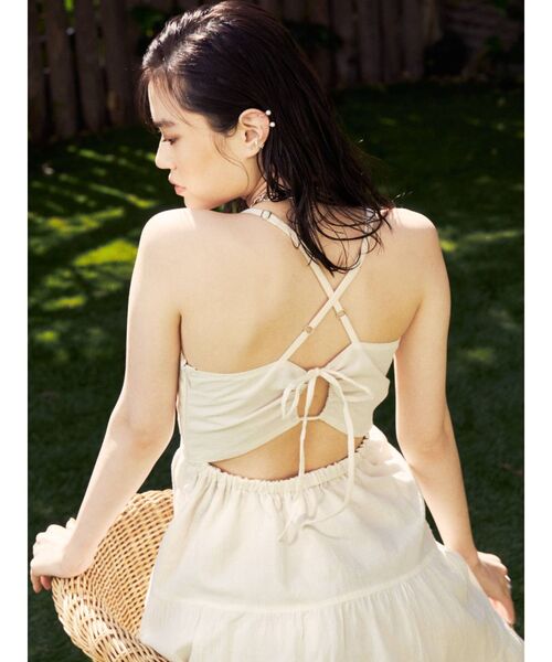 EVRIS（エヴリス）の「ティアードロングワンピース（ワンピース・レディース・パープル/ホワイト/ブラック/ブラウン・FREE）」の5枚目の写真