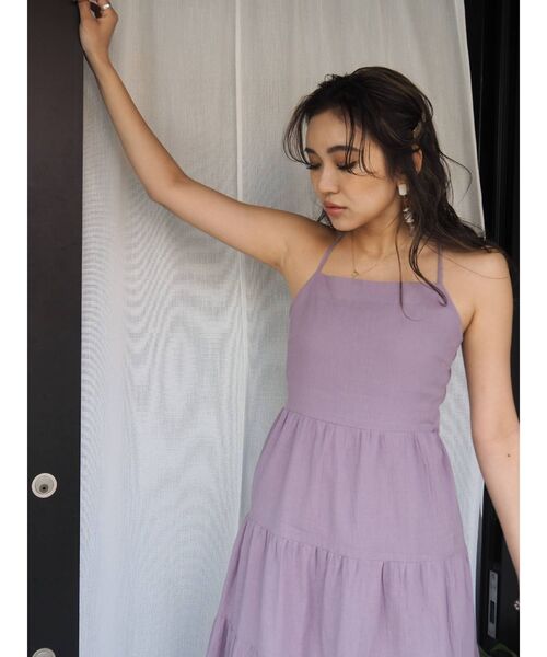 EVRIS（エヴリス）の「ティアードロングワンピース（ワンピース・レディース・パープル/ホワイト/ブラック/ブラウン・FREE）」の6枚目の写真