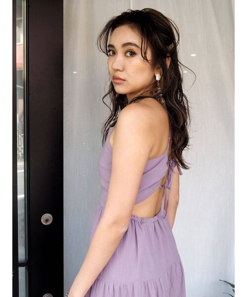 EVRIS（エヴリス）の「ティアードロングワンピース（ワンピース・レディース・パープル/ホワイト/ブラック/ブラウン・FREE）」の14枚目の写真