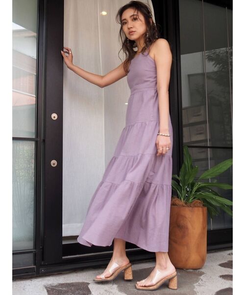 EVRIS（エヴリス）の「ティアードロングワンピース（ワンピース・レディース・パープル/ホワイト/ブラック/ブラウン・FREE）」の17枚目の写真