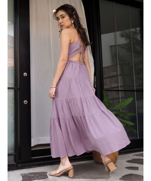 EVRIS（エヴリス）の「ティアードロングワンピース（ワンピース・レディース・パープル/ホワイト/ブラック/ブラウン・FREE）」の18枚目の写真