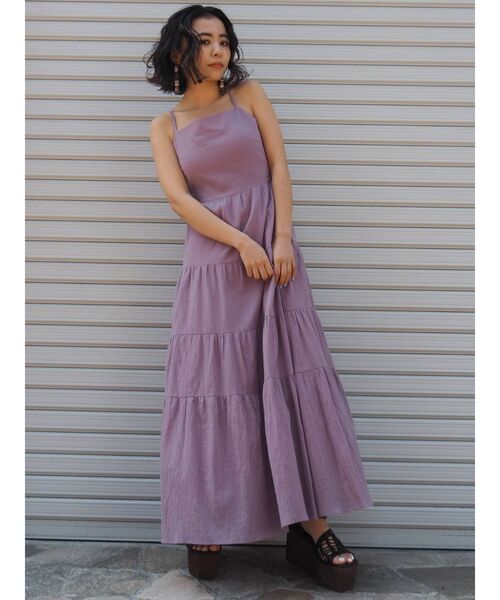 EVRIS（エヴリス）の「ティアードロングワンピース（ワンピース・レディース・パープル/ホワイト/ブラック/ブラウン・FREE）」の21枚目の写真
