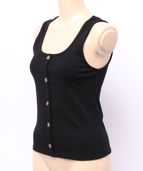 KOBE LETTUCE（コウベレタス）の「前後2wayボタンリブタンクトップ（タンクトップ・レディース・ブラック/ライトグリーン/アイボリー/ラベンダー/グレイッシュベージュ・FREE）」の15枚目の写真