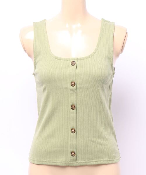 KOBE LETTUCE（コウベレタス）の「前後2wayボタンリブタンクトップ（タンクトップ・レディース・ブラック/ライトグリーン/アイボリー/ラベンダー/グレイッシュベージュ・FREE）」の7枚目の写真