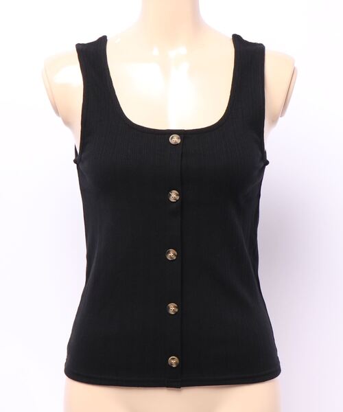 KOBE LETTUCE（コウベレタス）の「前後2wayボタンリブタンクトップ（タンクトップ・レディース・ブラック/ライトグリーン/アイボリー/ラベンダー/グレイッシュベージュ・FREE）」の11枚目の写真