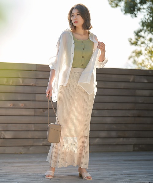 KOBE LETTUCE（コウベレタス）の「前後2wayボタンリブタンクトップ（タンクトップ・レディース・ブラック/ライトグリーン/アイボリー/ラベンダー/グレイッシュベージュ・FREE）」の9枚目の写真