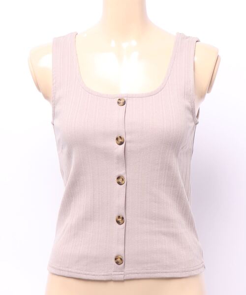 KOBE LETTUCE（コウベレタス）の「前後2wayボタンリブタンクトップ（タンクトップ・レディース・ブラック/ライトグリーン/アイボリー/ラベンダー/グレイッシュベージュ・FREE）」の13枚目の写真