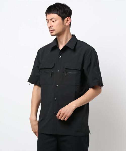 SHELLAC（シェラック）の「シェラック/SHELLAC　ZIP半袖シャツアウター（シャツ/ブラウス・メンズ・ベージュ/ブラック・MEDIUM/LARGE）」の7枚目の写真