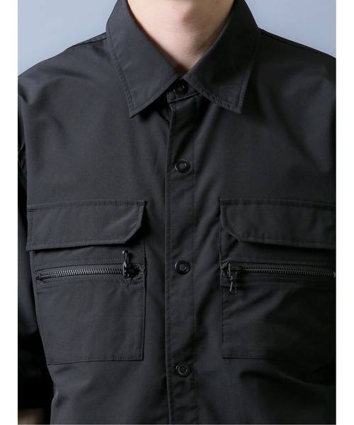 SHELLAC（シェラック）の「シェラック/SHELLAC　ZIP半袖シャツアウター（シャツ/ブラウス・メンズ・ベージュ/ブラック・MEDIUM/LARGE）」の8枚目の写真