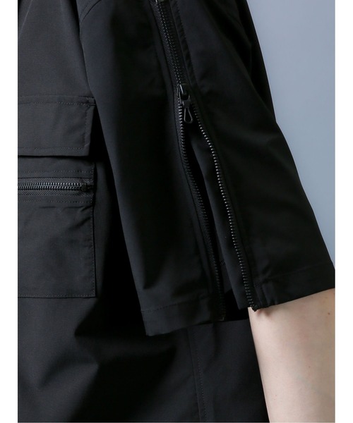 SHELLAC（シェラック）の「シェラック/SHELLAC　ZIP半袖シャツアウター（シャツ/ブラウス・メンズ・ベージュ/ブラック・MEDIUM/LARGE）」の9枚目の写真