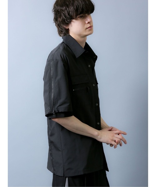 SHELLAC（シェラック）の「シェラック/SHELLAC　ZIP半袖シャツアウター（シャツ/ブラウス・メンズ・ベージュ/ブラック・MEDIUM/LARGE）」の12枚目の写真