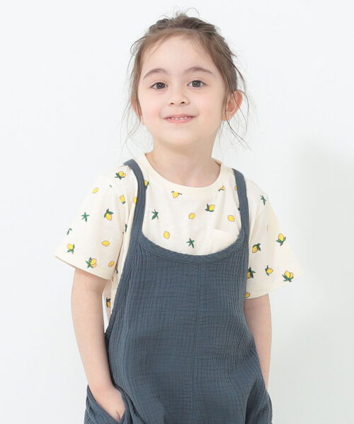 B:MING by BEAMS（ビーミングバイビームス）の「B:MING by BEAMS / 総柄プリント ポケットTシャツ （80~140cm）（Tシャツ/カットソー・キッズ・オフホワイト/ベージュ/サックスブルー・100/110/120/80/90/140/130）」の4枚目の写真