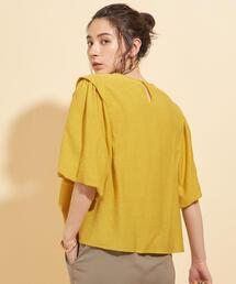 BEAUTY&YOUTH UNITED ARROWS | 【予約】BY クレープバルーンスリーブ５分袖ブラウス -ウォッシャブル-(シャツ/ブラウス)