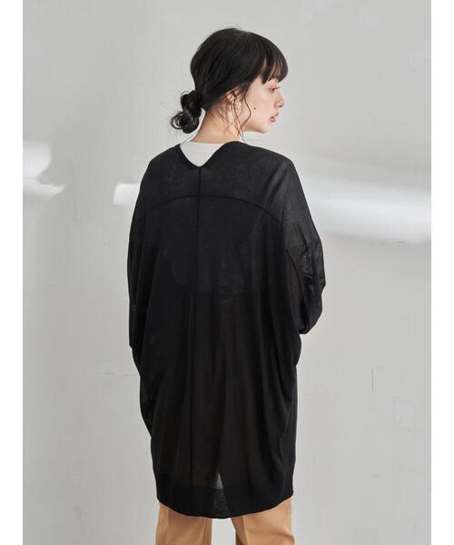 earth music&ecology（アースミュージックアンドエコロジー）の「ドルマンシアーニットカーディガン ＊（カーディガン/ボレロ・レディース・オフホワイト/ミント/ブラック/グレイッシュベージュ・FREE）」の7枚目の写真