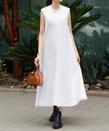 ELFRANK | 異素材ドッキングノースリーブフレアロングワンピース(ワンピース)